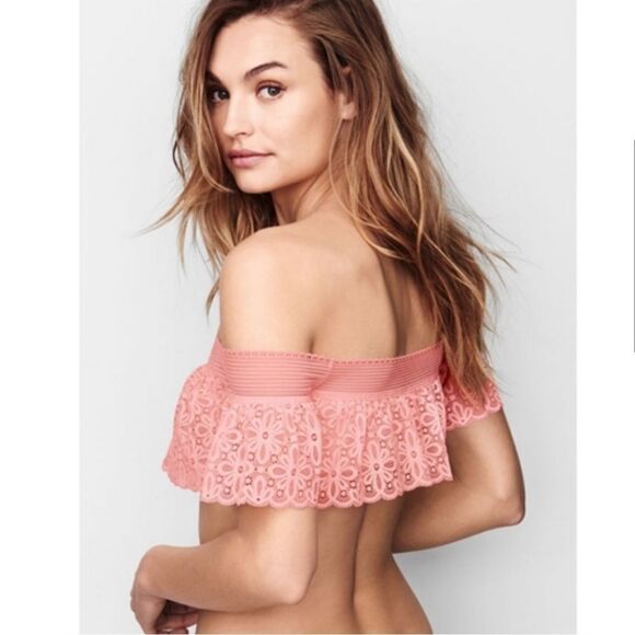 NWT Victoria Secret Lace Off The Shoulder Bralette - Grey - Picture 5 of 10